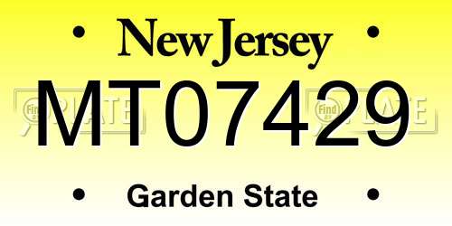 MT07429 New Jersey License Plate
