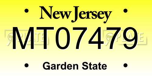 MT07479 New Jersey License Plate