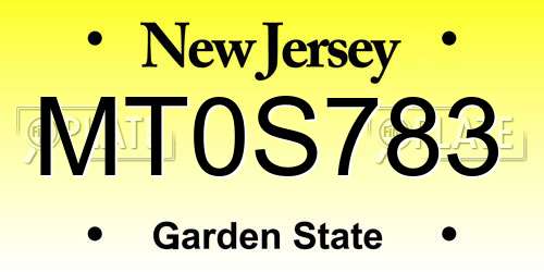 MT0S783 New Jersey License Plate