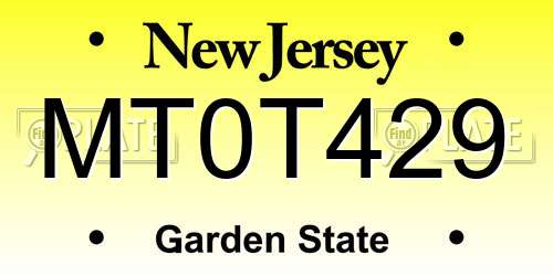MT0T429 New Jersey License Plate