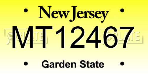 MT12467 New Jersey License Plate