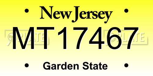 MT17467 New Jersey License Plate