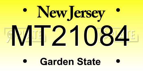 MT21084 New Jersey License Plate