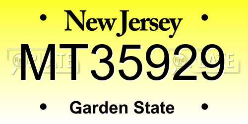 MT35929 New Jersey License Plate
