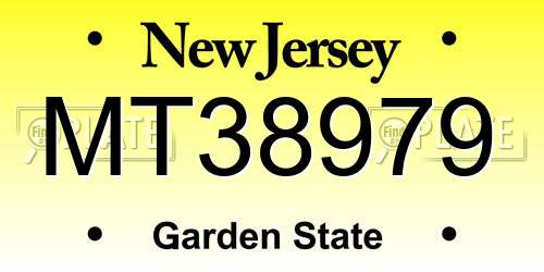 MT38979 New Jersey License Plate