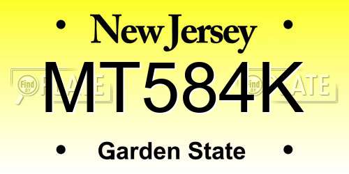 MT584K New Jersey License Plate