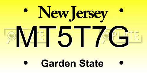 MT5T7G New Jersey License Plate