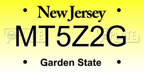MT5Z2G New Jersey License Plate