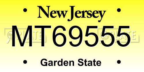 MT69555 New Jersey License Plate