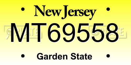 MT69558 New Jersey License Plate