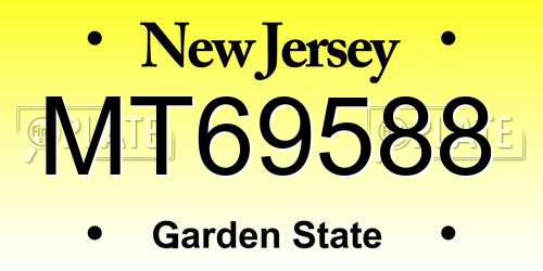 MT69588 New Jersey License Plate