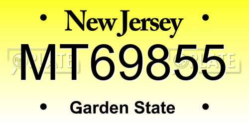 MT69855 New Jersey License Plate