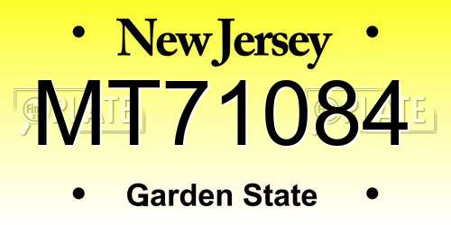 MT71084 New Jersey License Plate