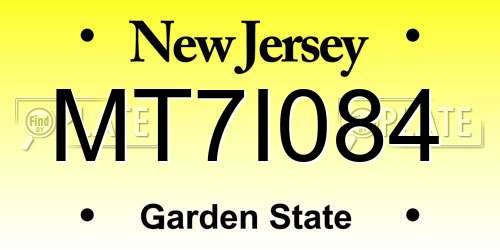 MT7I084 New Jersey License Plate