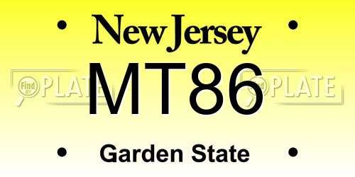 MT86 New Jersey License Plate