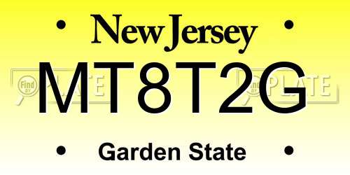 MT8T2G New Jersey License Plate