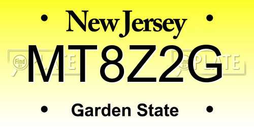 MT8Z2G New Jersey License Plate