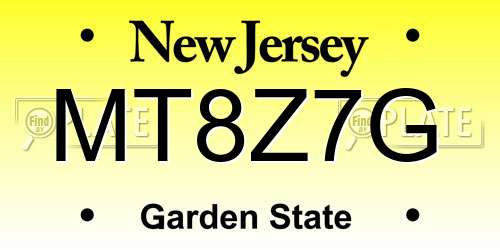 MT8Z7G New Jersey License Plate