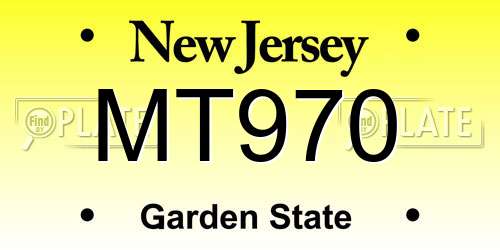 MT970 New Jersey License Plate