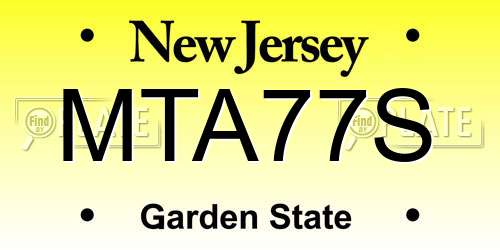 MTA77S New Jersey License Plate