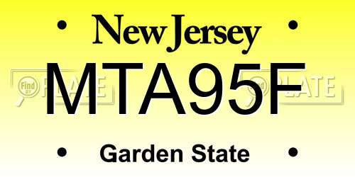 MTA95F New Jersey License Plate