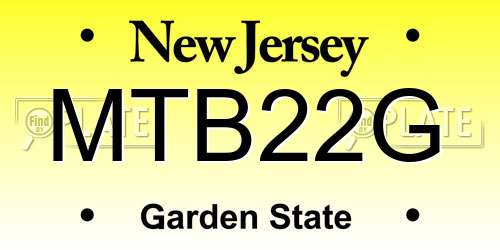 MTB22G New Jersey License Plate