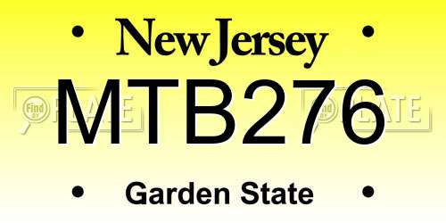 MTB276 New Jersey License Plate