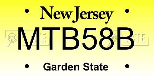 MTB58B New Jersey License Plate