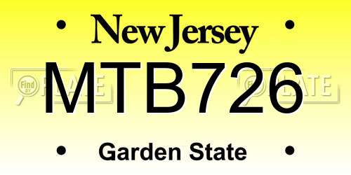 MTB726 New Jersey License Plate