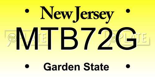 MTB72G New Jersey License Plate