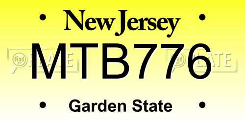 MTB776 New Jersey License Plate