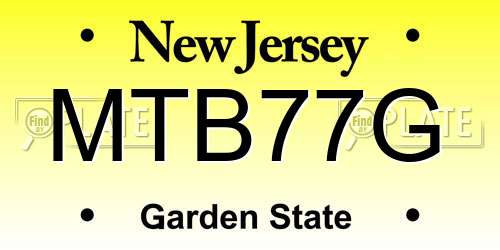 MTB77G New Jersey License Plate