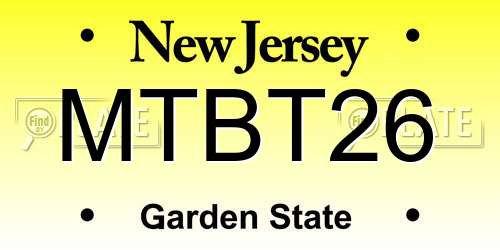 MTBT26 New Jersey License Plate