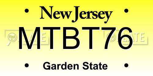 MTBT76 New Jersey License Plate