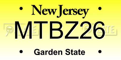MTBZ26 New Jersey License Plate