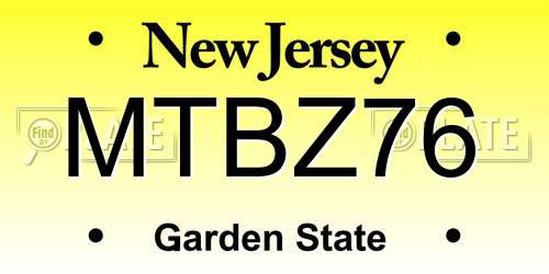MTBZ76 New Jersey License Plate