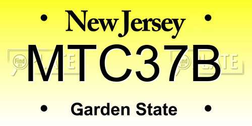 MTC37B New Jersey License Plate