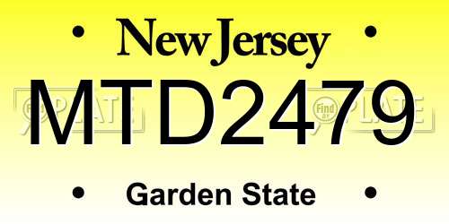 MTD2479 New Jersey License Plate