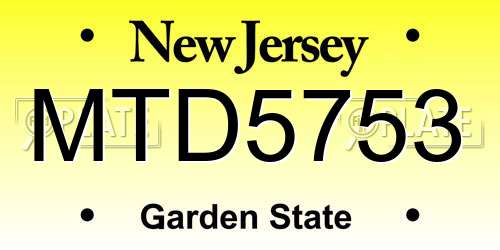 MTD5753 New Jersey License Plate