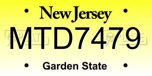 MTD7479 New Jersey License Plate