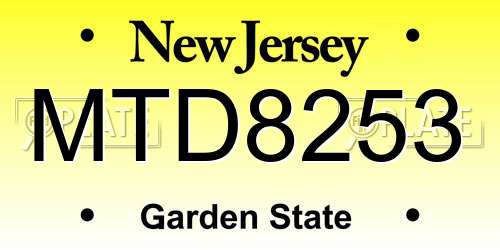 MTD8253 New Jersey License Plate