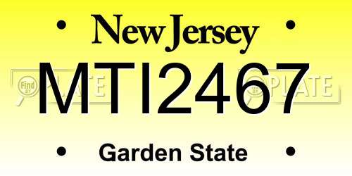 MTI2467 New Jersey License Plate
