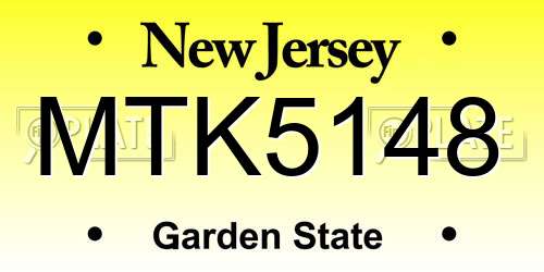 MTK5148 New Jersey License Plate