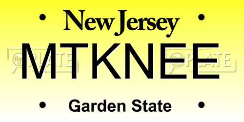 MTKNEE New Jersey License Plate
