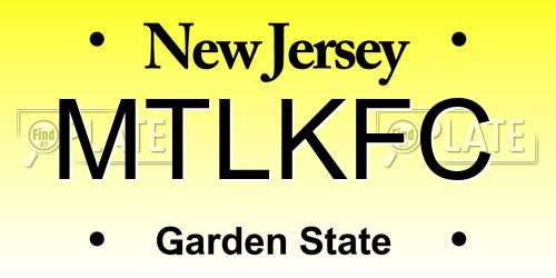 MTLKFC New Jersey License Plate