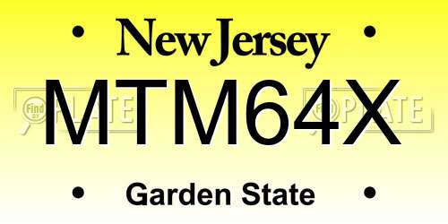 MTM64X New Jersey License Plate