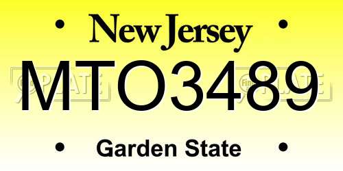 MTO3489 New Jersey License Plate