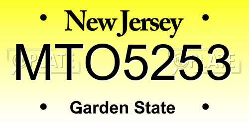 MTO5253 New Jersey License Plate