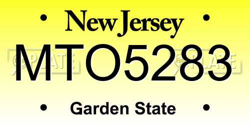 MTO5283 New Jersey License Plate