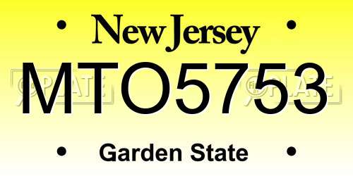 MTO5753 New Jersey License Plate